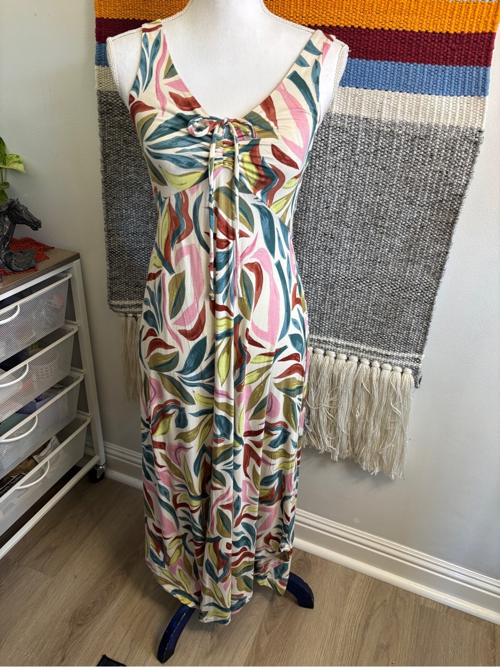 Z Supply Multicolor Leaf-Print Maxi Boho Dress - Picture 1 of 7